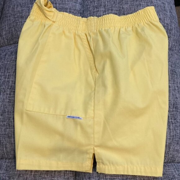 Vintage Anchor Club Yellow Shorts Elastic Waist Flat Front Pockets Size Small - Picture 9 of 9